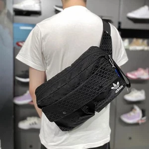 adidas Originals Waistbag Crossbody Tasche Trefoil Jaquard Bauchtasche Schwarz - Picture 1 of 10