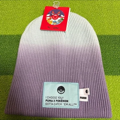 PUMA POKEMON Colaboración Unisex Acanalado Tejido Gorra Gorro Degradado Púrpura Aqua Foto 1 de 4