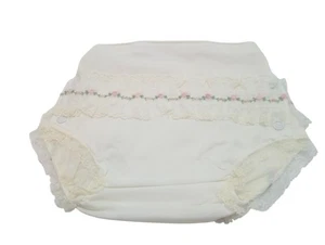 Vintage Handi-Panti Baby Mädchen Windelhülle weiß Spitze Druckknöpfe Seiten 18-25 Pfund (L) USA - Bild 1 von 7