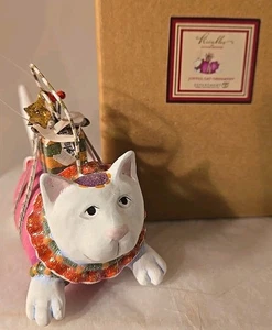Vtg Patience Brewster Krinkles Dept 56 Joyful Pink Cat Christmas Ornament 2007 - Picture 1 of 9