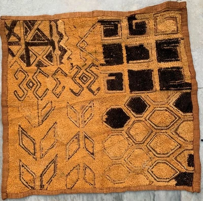 Tela de corteza de showa africana vintage cosida a mano textil de rafia 2x2 pies Foto 1 de 4