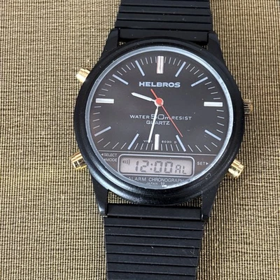 Helbros Digital & Analog Black Watch 33mm Face. New Battery. Running. - Image 1 of 4