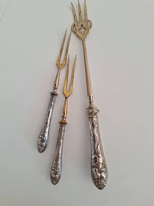 Jugendstil Vorlegegabeln 600 Silber Florale Griffe Um 1900 Antik - Bild 1 von 5