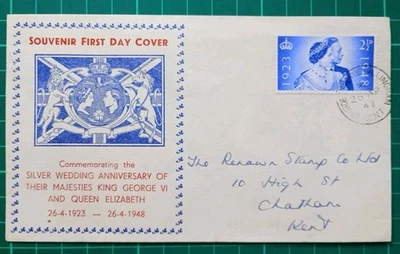 1948 Royal Silver Wedding 2 1/2d FDC Sturdee Avenue Gillingham - Image 1 of 3
