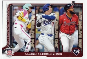 2025 Topps Series 1 #347 Shohei Ohtani / Luis Arraez / Marcell Ozuna NL Leaders - Picture 1 of 2