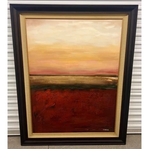 Mid Century Modern Abstract Expressionist Oil Painting on Canvas by C. Andrews - Picture 1 of 2