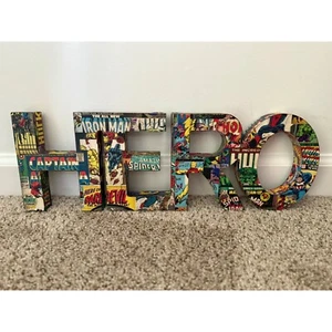 HERO Letters Marvel Comic Book Superhero wall Decor Captain America Spider-Man - Picture 1 of 11