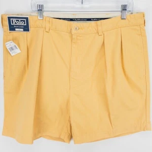 Polo Ralph Lauren Chino Shorts Mens 40x7 Yellow Pleated Front Cotton New Tags - Picture 1 of 14