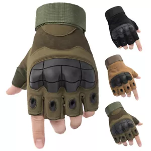 Tactical Half Finger Gloves Knuckle Protection Army Airsoft Paintball Mittens - Picture 1 of 17