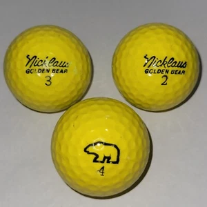 Set of 3 - AAA Vintage Yellow Nicklaus Golden Bear Logo Used Golf Balls - Picture 1 of 6