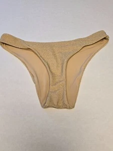 Nuevo con etiquetas Pantalones de traje de baño de bikini descarados brillantes dorados American Eagle Aerie - Imagen 1 de 6