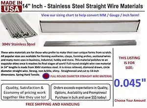 Orthodontic Stainless Steel Straight Lengths .045" Wire SS 14'' Lengths 100 Pack - Picture 1 of 7