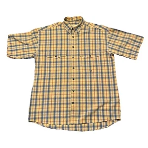 Vintage Camel Collection Shirt Mens Button Down Sz L(tag M) Plaid Short Sleeve - Picture 1 of 14