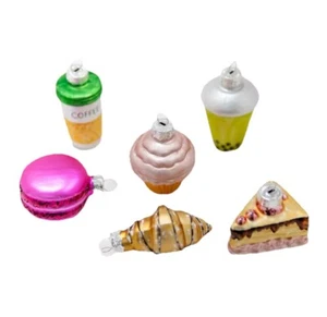 Target Bullseye Christmas 2024 6 pack Mini Glass Ornament Set  Sweets & Coffee - Picture 1 of 2