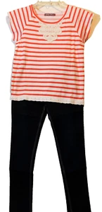 Jelly the Pug Girl size 12 Stripe Lina Tee Shirt and Blue Jean Pants Western Set - Picture 1 of 10