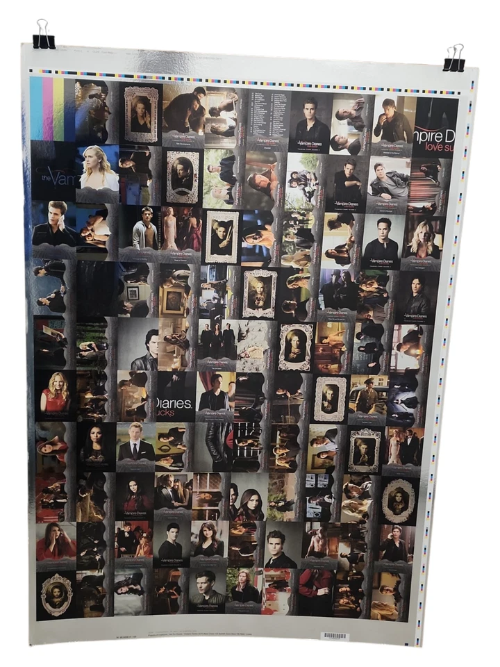 Rare Uncut Sheet of 2016 Cryptozoic Vampire Diaries Season 4 Foil Cards 28"x41" - Image 1 of 4