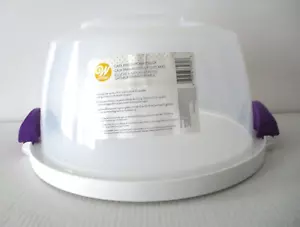 Wilton 10 inch cake and cupcake clear caddy/purple handles and reversible base. - Picture 1 of 10