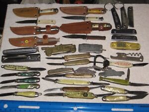 vintage knife lot of 36,miniatures,openers,carnival prizes,watch fobs,ball bat 