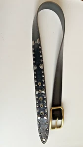 D&G Dolce & Gabanna Cinturón Serpiente Tachonado Cuero Negro 85cm-34’’’ Hebilla Dorada - Imagen 1 de 19