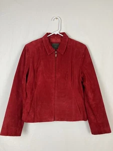 Uniform Leather John Paul Richard Women's Red Leather Suede Jacket Full Zip Sz S - Picture 1 of 7