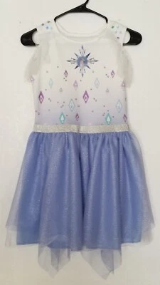 Disney Frozen II Girls Elsa Dress Size LARGE 10/12 BlueTulle Sleeveless Costume  - Image 1 of 4