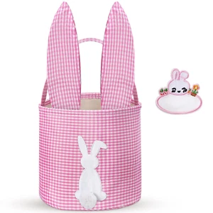 Personalized Easter Baskets for Kids Embroidered Bunny Nursery Storage Tote with - Picture 1 of 12