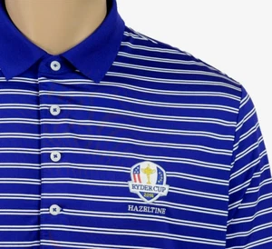 RLX Ralph Lauren Mens 2016 Ryder Cup Polo Golf Shirt Sz XL Blue Striped Stretch - Picture 1 of 8