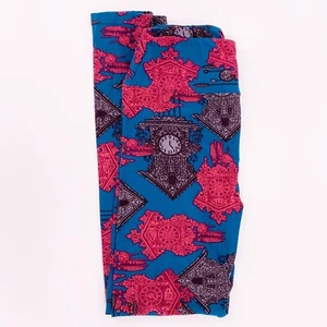 Lularoe OS Blue Pink Black Clock Leggings A12 - Bild 1 von 4
