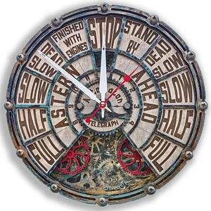 Automaton Engine Order Telegraph Wall Clock with Moving Gear Nautical Home Decor - Picture 1 of 9