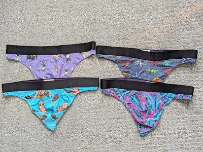 MeUndies Men's Modal Thong Variety 4 Pack Cute Prints Size Medium (29 to 32 in) - Image 1 of 2