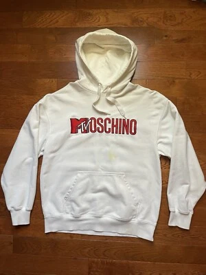 Толстовка с капюшоном Moschino X MTV X H&M белая мужская размер маленький редкая ЧИТАЙТЕ - Изображение 1 из 4