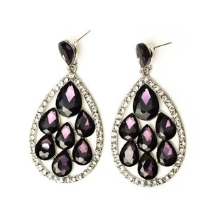 Orecchini XXL pendenti lampadario strass zirconi design elegante 3 colori - Foto 1 di 6