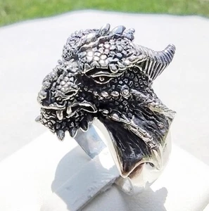 Dragon Head 925 Sterling Silver Ring, Oxidized, Size 11 12 13 - Picture 1 of 7