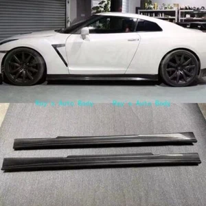 Fits For Nissan GTR GT-R R35 Carbon Fiber Sideskirts Side Extension Zele Style - Picture 1 of 11