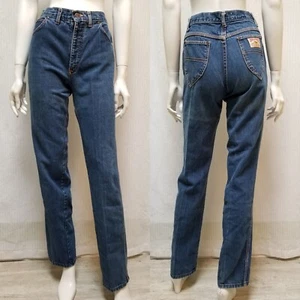 Vintage 70/80's BROOKS Western Wear Denim Jeans High Rise Straight Leg 28" Waist - Picture 1 of 12