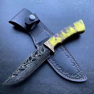 Custom Handmade Damascus Hunting Knife - Picture 1 of 10