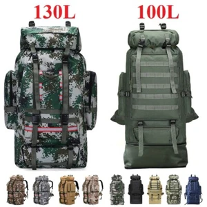 100L 130L Hiking Military Tactical Backpack Rucksack Camping Outdoor Travel Bag - Picture 1 of 41