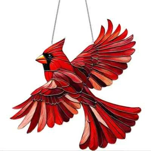 Red Cardinal Suncatcher Acrylic Window Hanging Decor - Picture 1 of 9