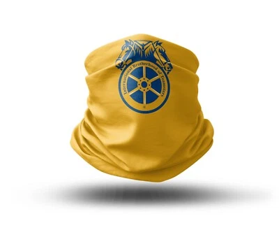 Washable Fabric Face Cover Neck Gaiter Yellow Teamsters Print EU Made - Image 1 of 4