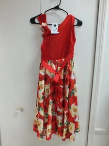 Vestido sin mangas XABH para niñas, rojo floral talla 14 - Imagen 1 de 4