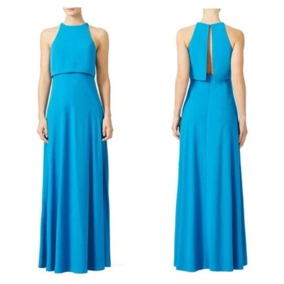 Jill Stuart Iva Formal Maxi Gown Sleeveless High Neck Fully Lined In Blue Size 6 - Image 1 of 4