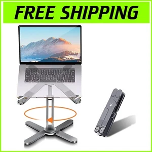 Foldable Aluminium Laptop Stand with 360° Rotation for Improved Posture - Picture 1 of 8