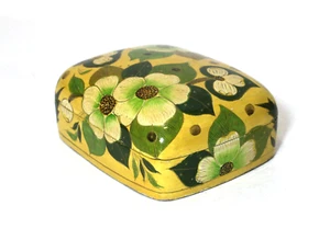 Portagioie laccato in cartapesta giallo floreale - Foto 1 di 8