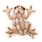 Pale Pink Opal 'Frog' Brooch In Rose Gold Tone - 38mm Length