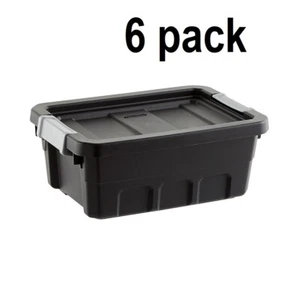 Sterilite Stacker Rugged Tote STORAGE BOX CONTAINER Locking Black 4-Gallon 6 ct - Picture 1 of 4