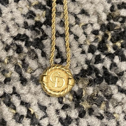 Collana con logo Christian Dior ciondolo tono oro 42 cm autentica