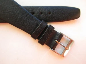 Hirsch schwarzes 18 MM Nappakalf "Open End" konisches Leder Uhrenarmband - Bild 1 von 4