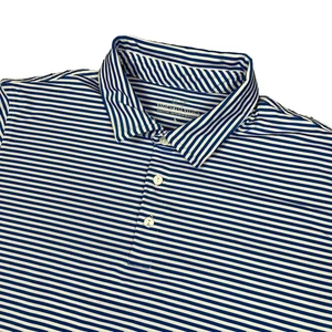 Vineyard Vines Performance Polo Shirt Mens Large Blue White Striped OTG Golf - Picture 1 of 6