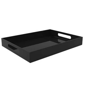 Black Acrylic Serving Tray for Vanity, Bathroom, Outdoor, Food and Décor with... - Picture 1 of 6