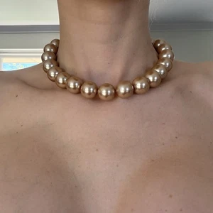Vintage Champagne Faux Pearl Necklace – 49 cm, Lobster Clasp, 71 g - Bild 1 von 4
